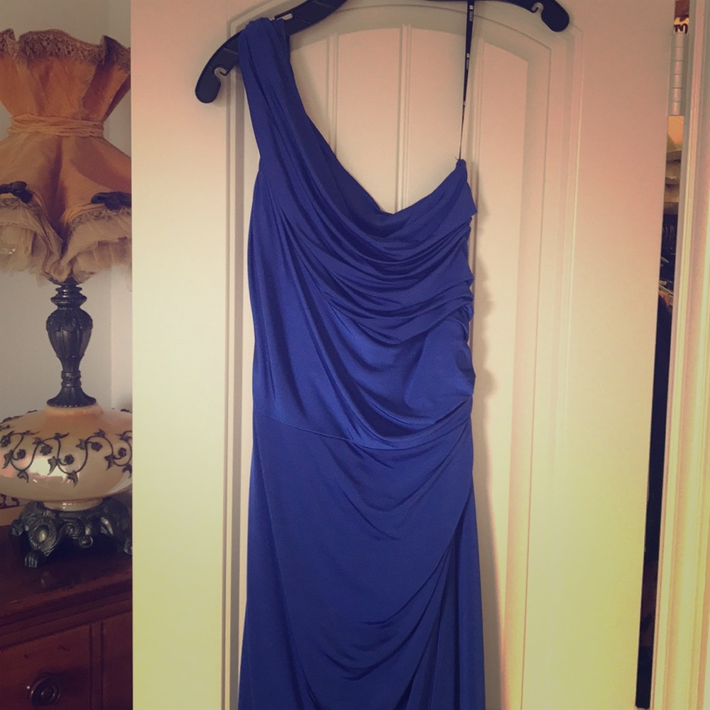 Tadashi Collection Blue One Shoulder Evening Gown